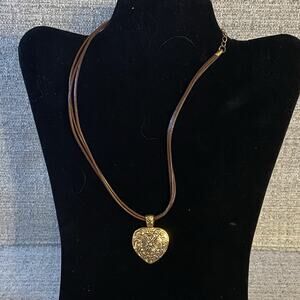 Roman Reversible Heart Necklace & Earrings Set Genuine Stone w/ Box